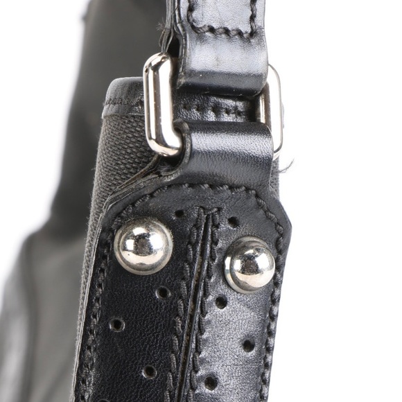 Gucci GG Logo Black Canvas &Perforated Leather Bag - Picture 7 of 12